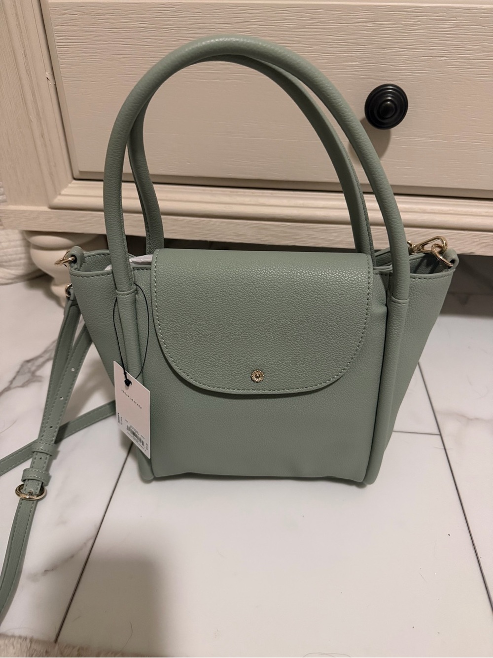 Lauren Conrad Sage Green Vegan Leather Satchel Crossbody Bag NWT
